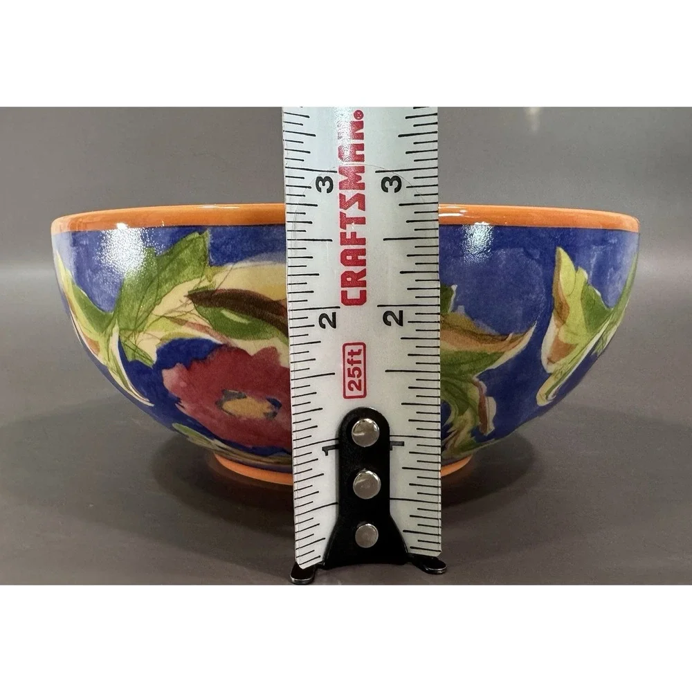 Pfaltzgraff Villa della Luna Fleur Soup Cereal Bowls Set 2 2004 Blue Orange Y2K